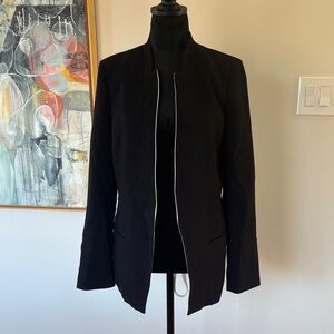 H&M Black Blazer with White Piping